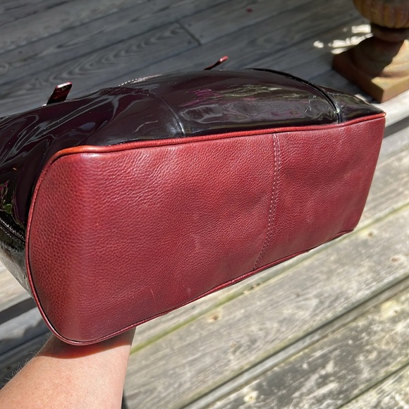 Kate Spade Black Patent Leather Rudy Tote Satchel Middlesex Handbag Large Brown - Picture 12 of 15